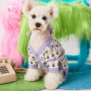 Pamper Your Pup with the Purple Flower Pet Dog Sweater Cardigan