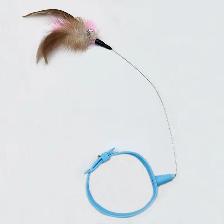 Cat Teasing Wand Adjustable Feather Collar Toys