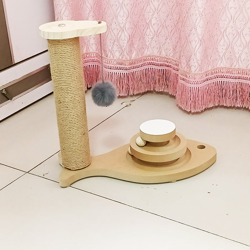Solid Wood Turntable Bite-resistant Funny Cat Stick Toy