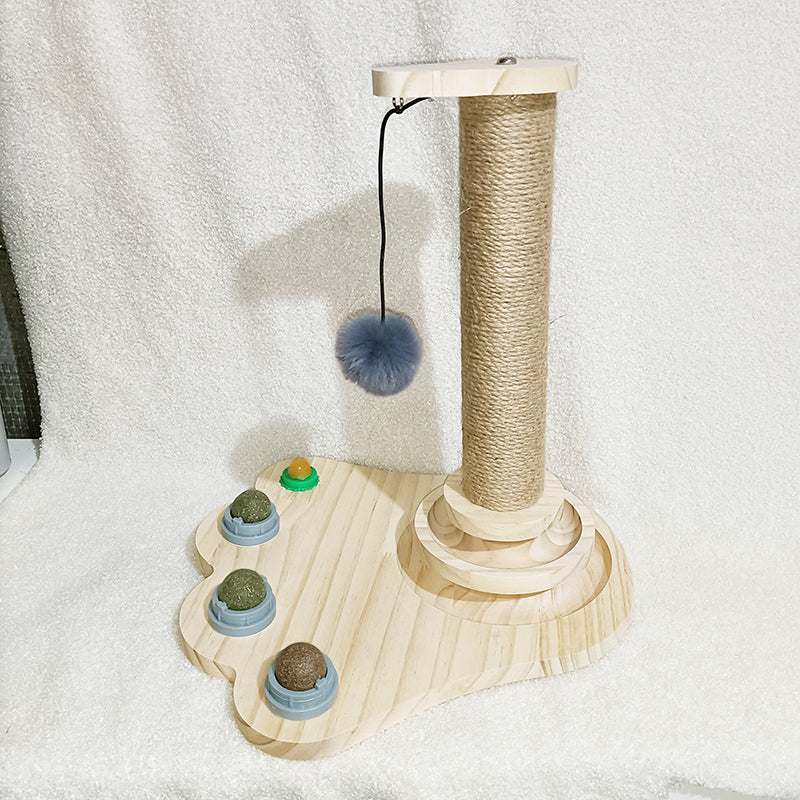 Solid Wood Turntable Bite-resistant Funny Cat Stick Toy