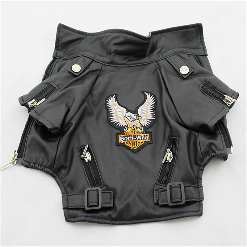 Pet Small Sticker Embroidered Eagle Leather Jacket
