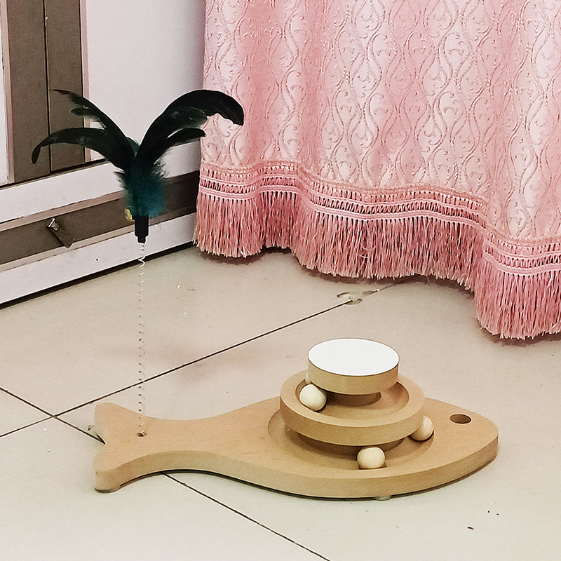 Solid Wood Turntable Bite-resistant Funny Cat Stick Toy