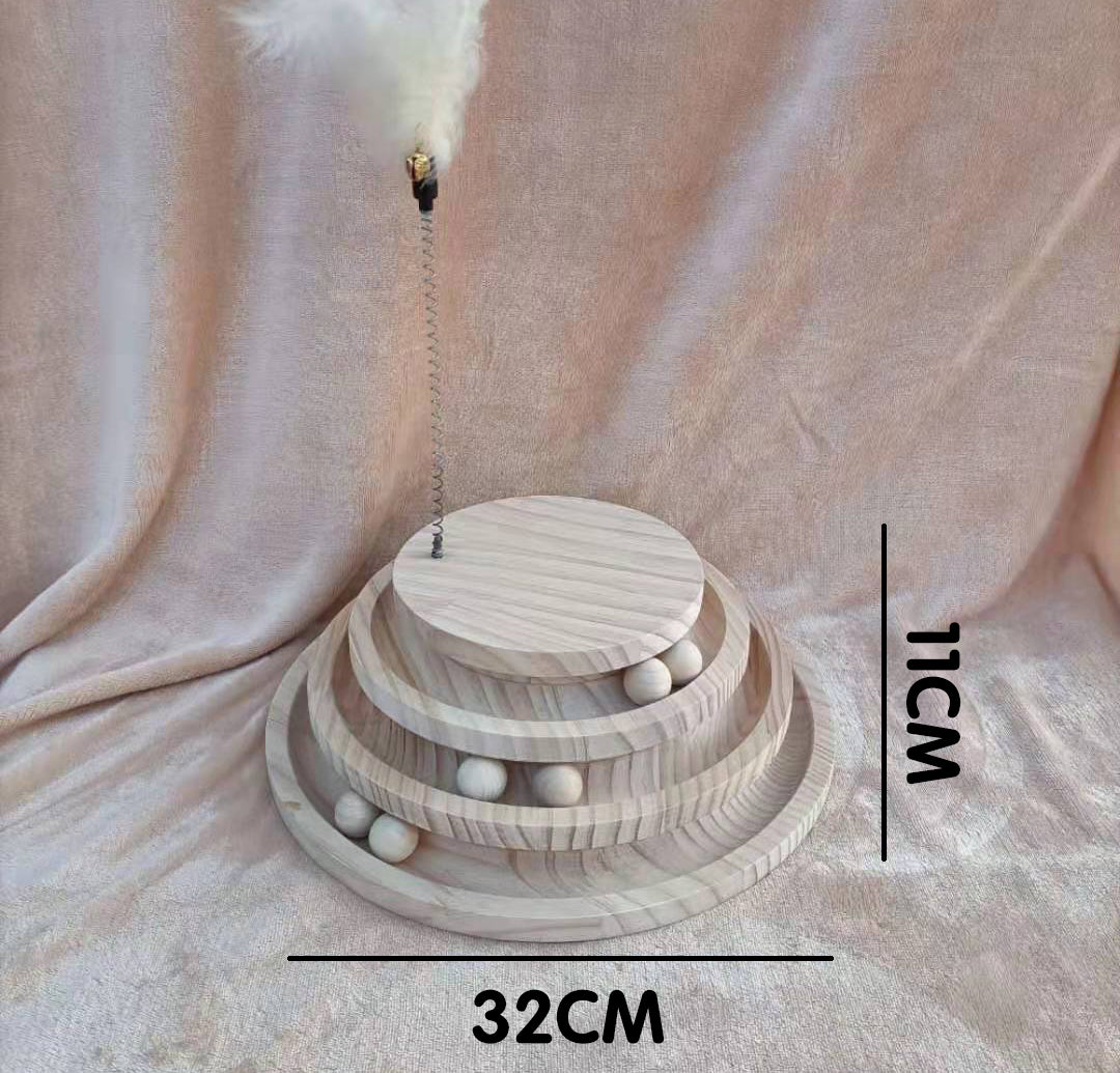 Solid Wood Turntable Bite-resistant Funny Cat Stick Toy