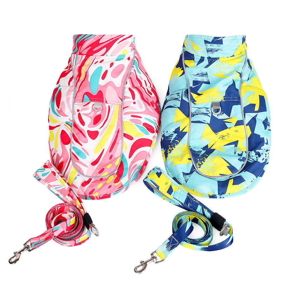 Pet New Print Waterproof Reflective Cotton Clothes