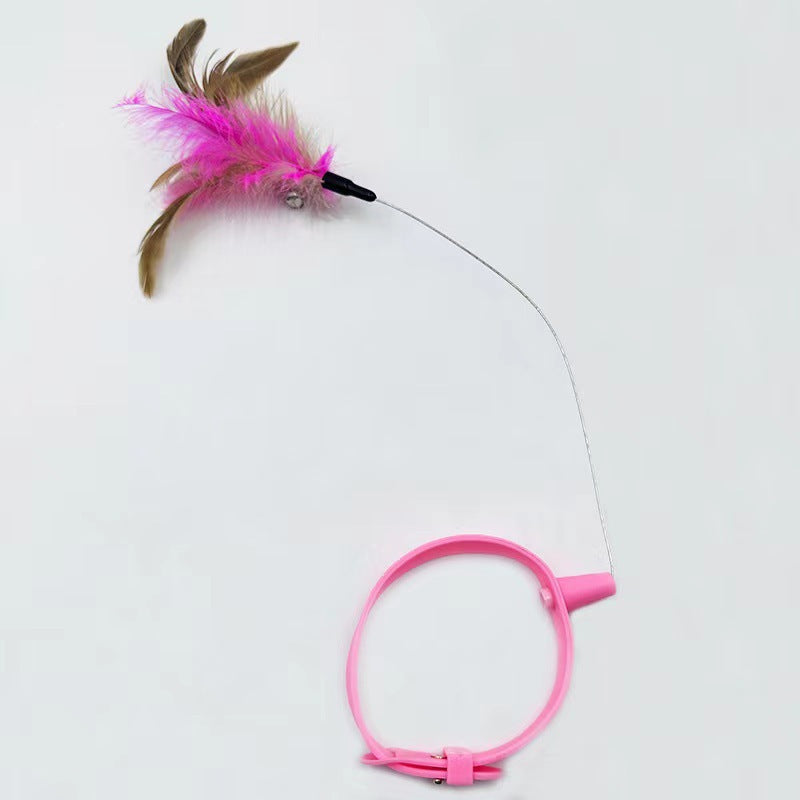 Cat Teasing Wand Adjustable Feather Collar Toys
