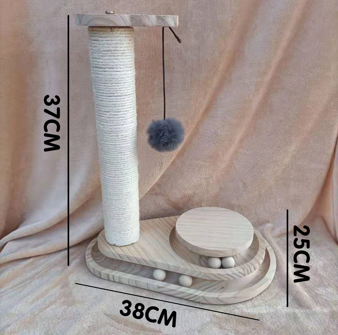 Solid Wood Turntable Bite-resistant Funny Cat Stick Toy