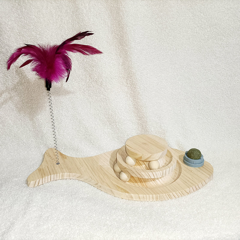 Solid Wood Turntable Bite-resistant Funny Cat Stick Toy
