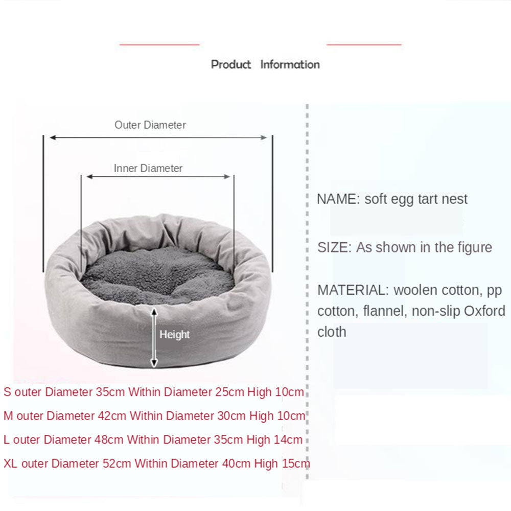 Round Short Plush Pet Bed